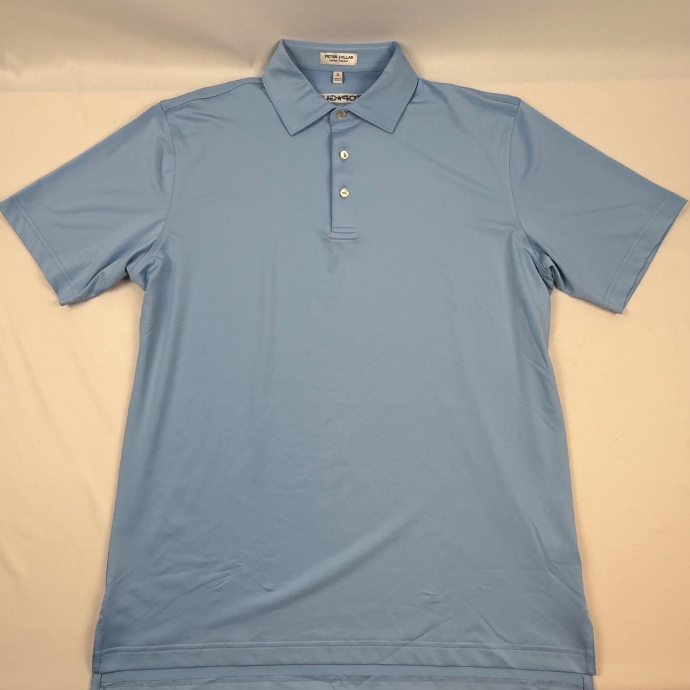 Peter Millar Summer Comfort Polo Shirt Mens Medium Blue Top Gun ME0EK01S